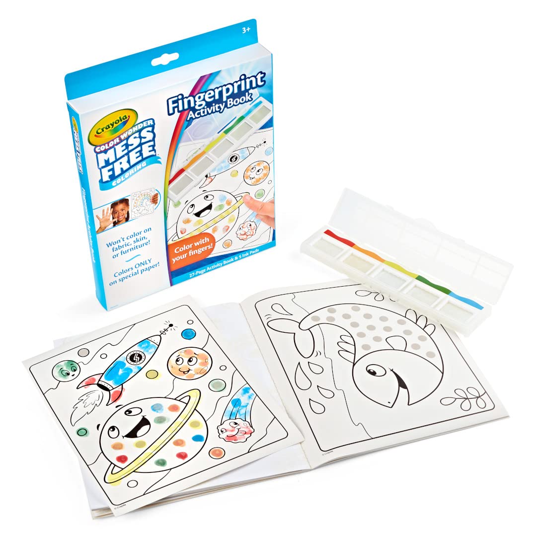 Crayola Color Wonder Mess Free Fingerprint Ink Painting Activity Set, Finger Painting Alternative, Toddler Coloring, Travel Activity, Gift for Toddlers