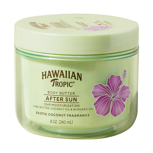 Hawaiian Tropic After Sun Body Butter with Coconut Oil, 8oz | After Sun Lotion, Winter & Beach Vacation Essentials, Winter Sports Skin Protection, Ski Trip Essentials, 8oz