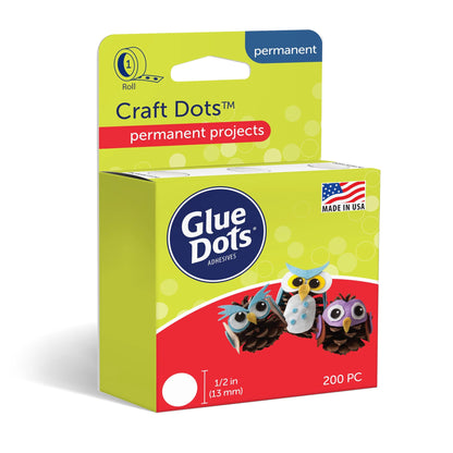 Glue Dots, Craft Dots, Double-Sided, 1/2", .5 Inch, 200 Dots, DIY Craft Glue Tape, Sticky Adhesive Glue Points, Liquid Hot Glue Alternative, Clear