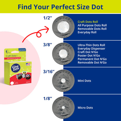 Glue Dots, Craft Dots, Double-Sided, 1/2", .5 Inch, 200 Dots, DIY Craft Glue Tape, Sticky Adhesive Glue Points, Liquid Hot Glue Alternative, Clear