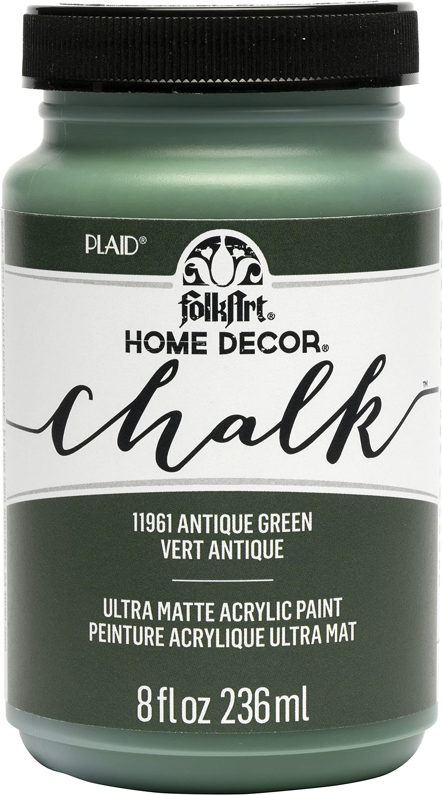 FolkArt, Antique Green Assorted Home Décor 8 fl oz / 236 ml Acrylic Chalk Paint For Easy To Apply DIY Arts And Crafts, Ultra Matte Finish, 11961